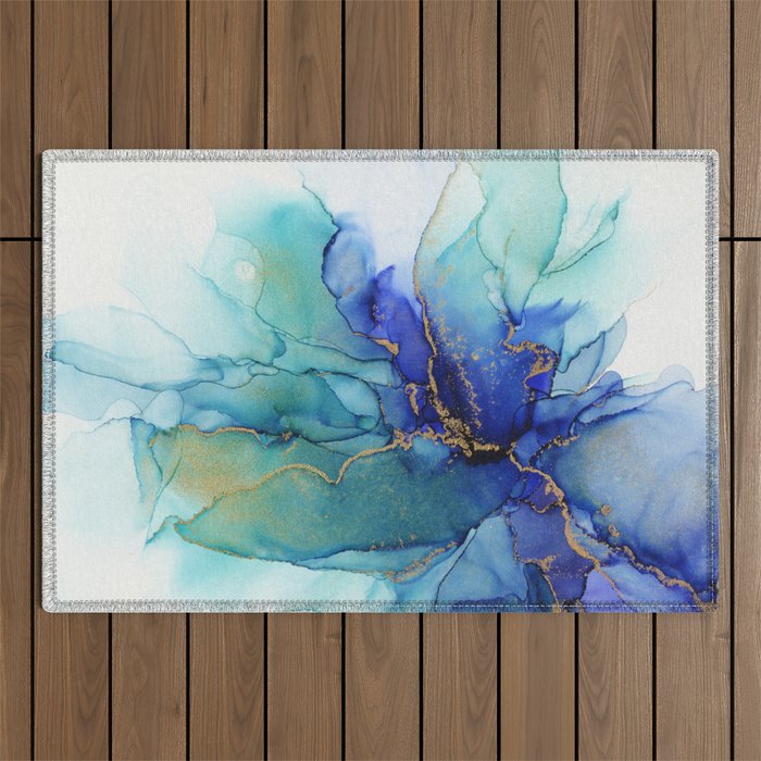Electric Waves Violet Turquoise - Part 2 Outdoor Rug Gallery Image 1