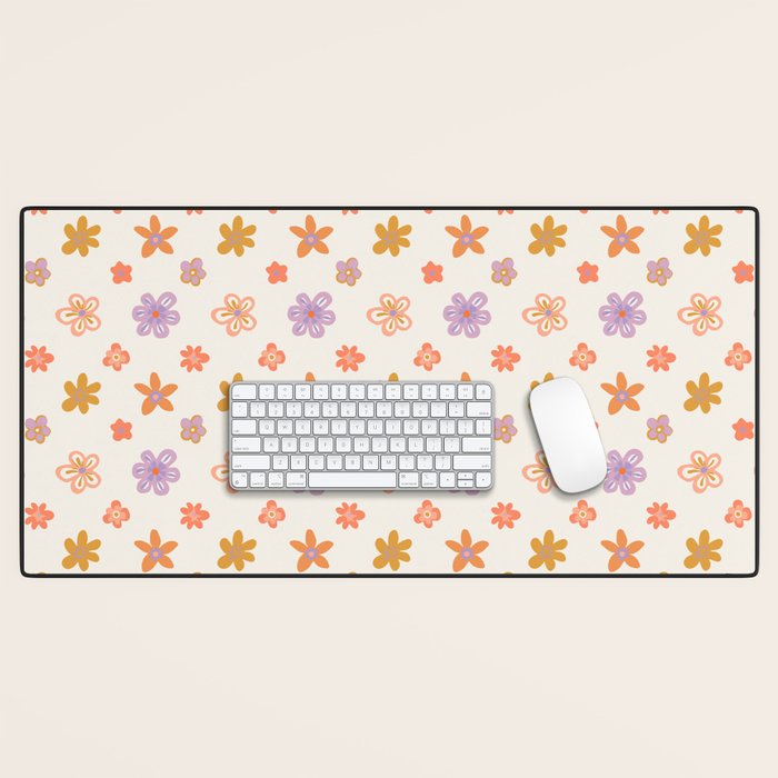 Vintage floral art pattern Desk Mat Gallery Image 1