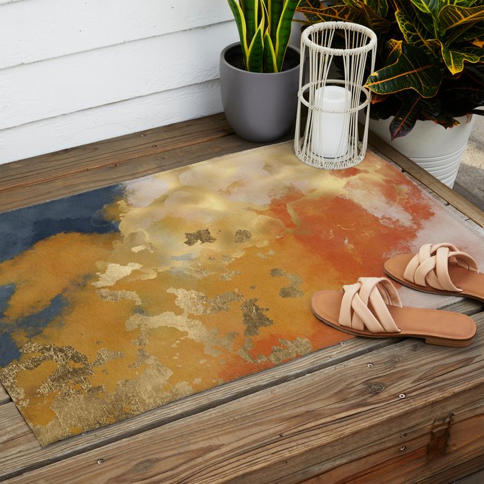 Colorful Modern Abstract Art Print Outdoor Rug Gallery Image 2