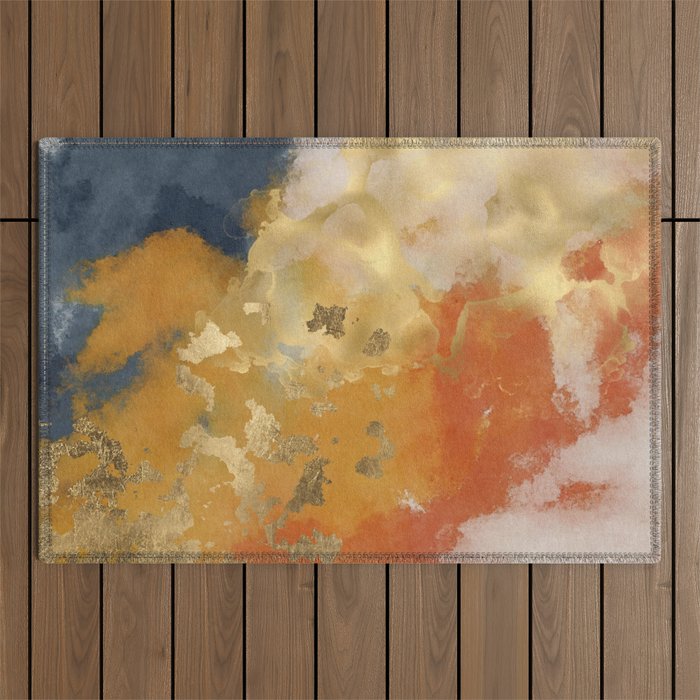 Colorful Modern Abstract Art Print Outdoor Rug Gallery Image 1