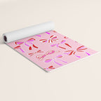 Festive Pink and Red Christmas Ribbons and Bows hand drawn Collection on Pastel Pink Yoga Mat Gallery Image 2