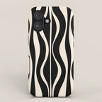 Hourglass Abstract Retro Midcentury Modern Pattern in Black and Almond Cream iPhone Case Gallery Image 1