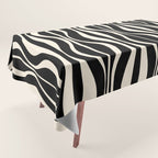 Hourglass Abstract Retro Midcentury Modern Pattern in Black and Almond Cream Tablecloth Gallery Image 1