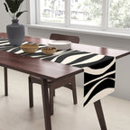 Hourglass Abstract Retro Midcentury Modern Pattern in Black and Almond Cream Table Runner Gallery Image 2