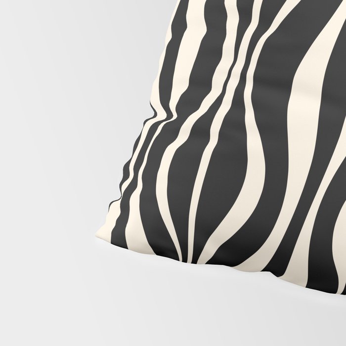 Hourglass Abstract Retro Midcentury Modern Pattern in Black and Almond Cream Pillow Sham Gallery Image 4