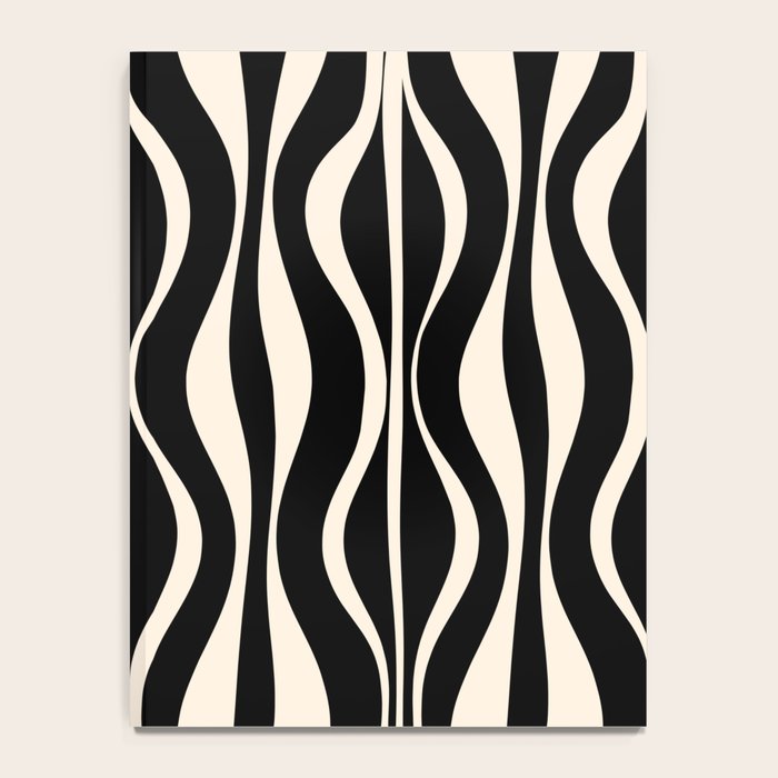Hourglass Abstract Retro Midcentury Modern Pattern in Black and Almond Cream Notebook Gallery Image 4