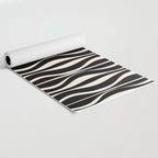 Hourglass Abstract Retro Midcentury Modern Pattern in Black and Almond Cream Yoga Mat Gallery Image 2