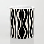 Hourglass Abstract Retro Midcentury Modern Pattern in Black and Almond Cream Coffee Mug Gallery Image 4