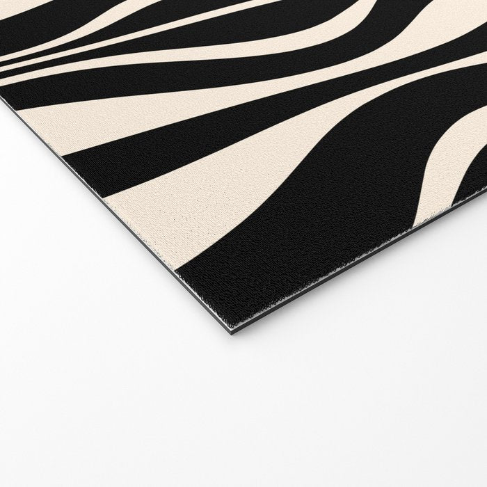 Hourglass Abstract Retro Midcentury Modern Pattern in Black and Almond Cream Welcome Mat Gallery Image 2