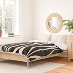 Hourglass Abstract Retro Midcentury Modern Pattern in Black and Almond Cream Duvet Cover Gallery Image 2
