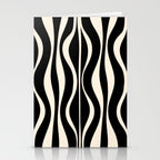 Hourglass Abstract Retro Midcentury Modern Pattern in Black and Almond Cream Stationery Card Gallery Image 2