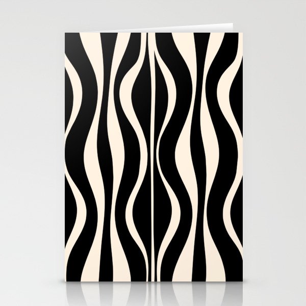 Hourglass Abstract Retro Midcentury Modern Pattern in Black and Almond Cream Stationery Card Gallery Image 2