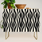 Hourglass Abstract Retro Midcentury Modern Pattern in Black and Almond Cream Credenza Gallery Image 1