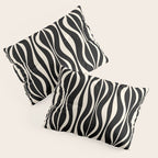 Hourglass Abstract Retro Midcentury Modern Pattern in Black and Almond Cream Pillow Sham Gallery Image 3