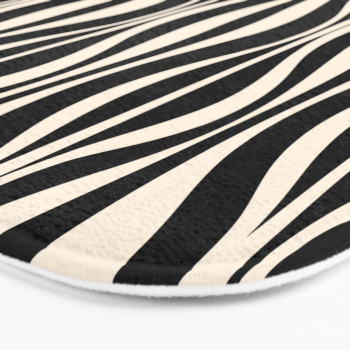 Hourglass Abstract Retro Midcentury Modern Pattern in Black and Almond Cream Bath Mat Gallery Image 3