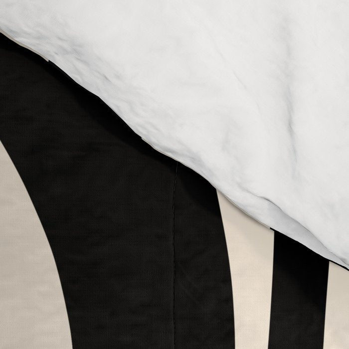 Hourglass Abstract Retro Midcentury Modern Pattern in Black and Almond Cream Comforter Gallery Image 4