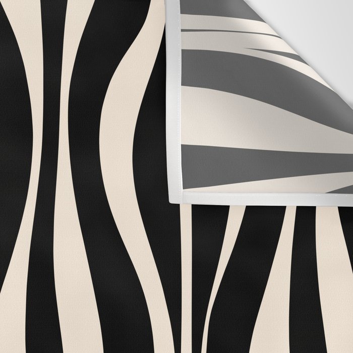 Hourglass Abstract Retro Midcentury Modern Pattern in Black and Almond Cream Wall Tapestry Gallery Image 3