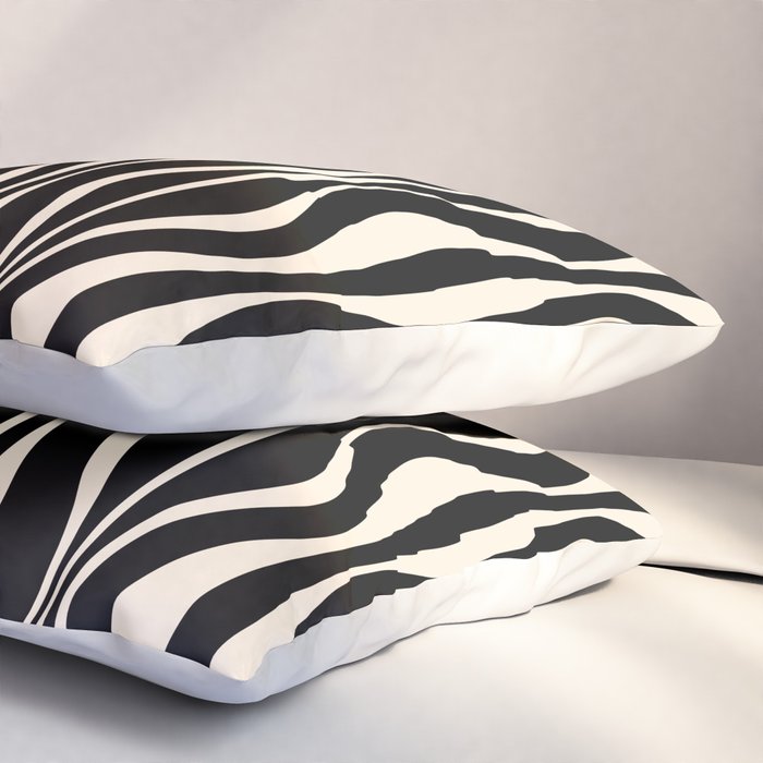 Hourglass Abstract Retro Midcentury Modern Pattern in Black and Almond Cream Pillow Sham Gallery Image 3