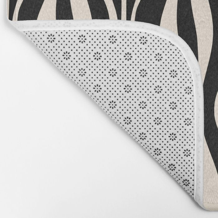 Hourglass Abstract Retro Midcentury Modern Pattern in Black and Almond Cream Bath Mat Gallery Image 2