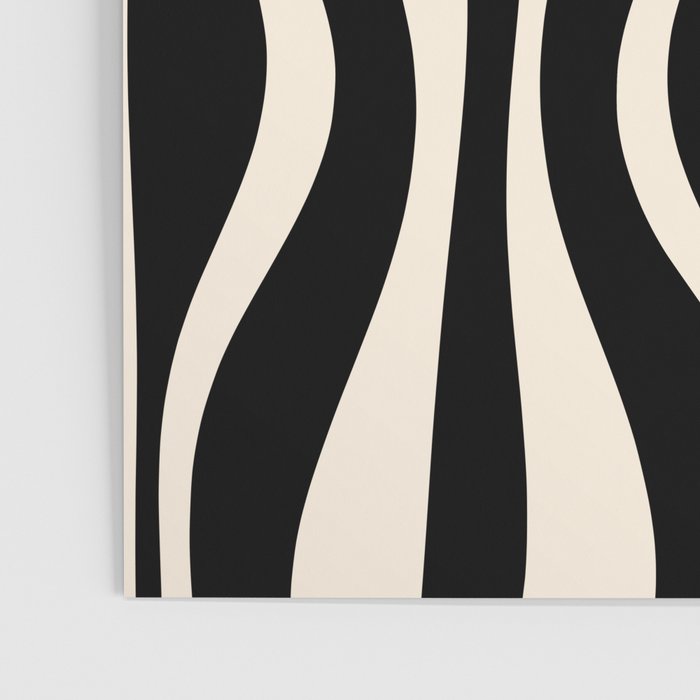 Hourglass Abstract Retro Midcentury Modern Pattern in Black and Almond Cream Poster Gallery Image 3