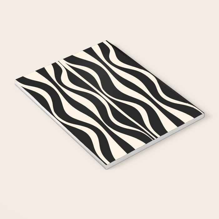Hourglass Abstract Retro Midcentury Modern Pattern in Black and Almond Cream Notebook Gallery Image 3