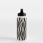 Hourglass Abstract Retro Midcentury Modern Pattern in Black and Almond Cream Water Bottle Gallery Image 3