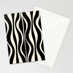 Hourglass Abstract Retro Midcentury Modern Pattern in Black and Almond Cream Stationery Card Gallery Image 2