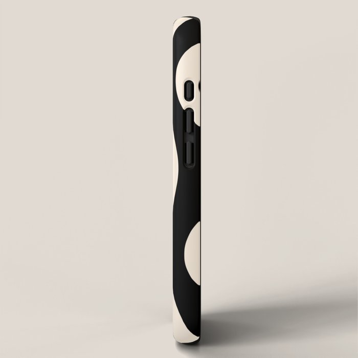 Hourglass Abstract Retro Midcentury Modern Pattern in Black and Almond Cream iPhone Case Gallery Image 2