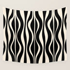 Hourglass Abstract Retro Midcentury Modern Pattern in Black and Almond Cream Wall Tapestry Gallery Image 4