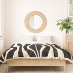 Hourglass Abstract Retro Midcentury Modern Pattern in Black and Almond Cream Duvet Cover Gallery Image 3
