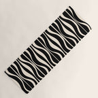 Hourglass Abstract Retro Midcentury Modern Pattern in Black and Almond Cream Yoga Mat Gallery Image 1