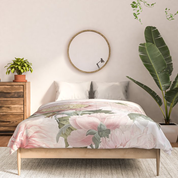 Vintage & Shabby Chic - Antique Pink Peony Flowers Garden Comforter Gallery Image 3