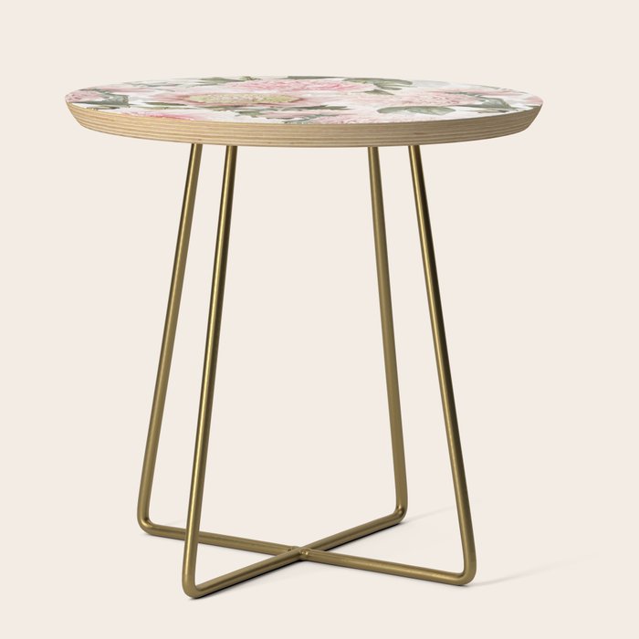 Vintage & Shabby Chic - Antique Pink Peony Flowers Garden Side Table Gallery Image 1