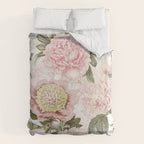 Vintage & Shabby Chic - Antique Pink Peony Flowers Garden Duvet Cover Gallery Image 6