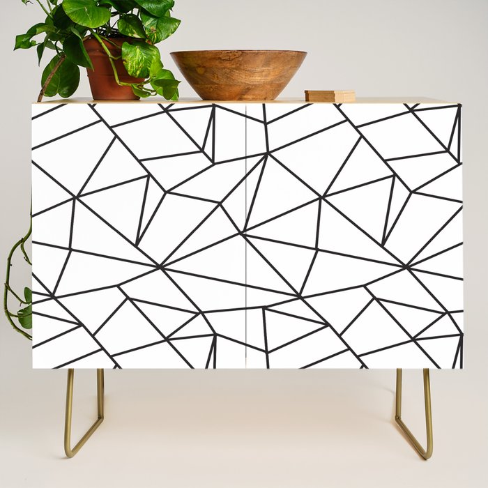 Geometrical modern black abstract wondrous pattern Credenza Gallery Image 1