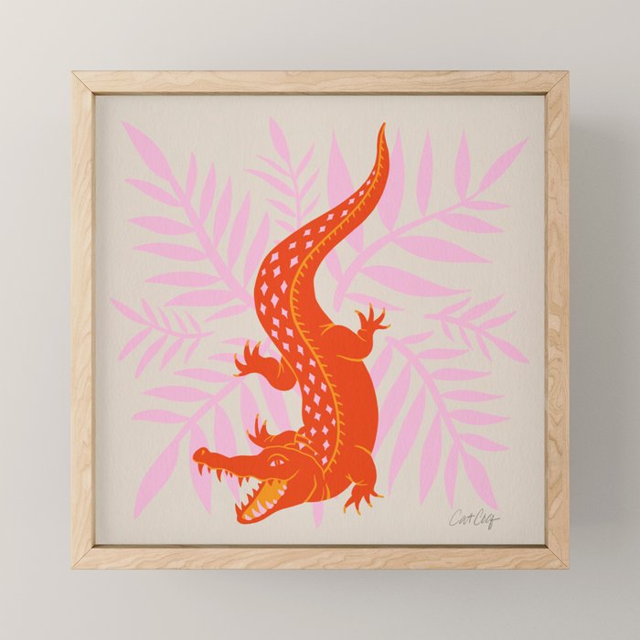 Crocodile - Orange & Pink Mini Art Print Gallery Image 1