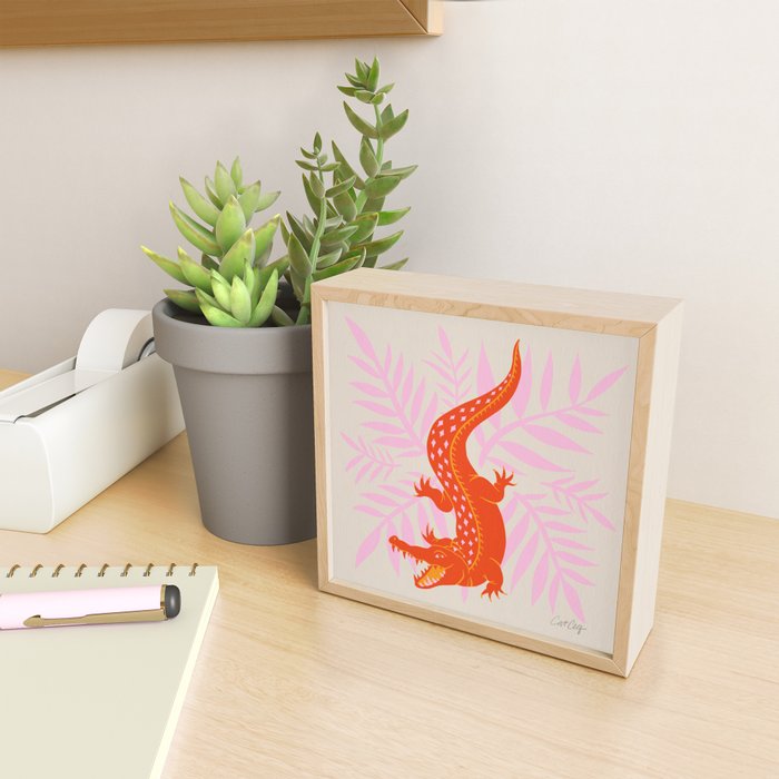 Crocodile - Orange & Pink Mini Art Print Gallery Image 2