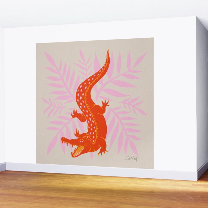 Crocodile - Orange & Pink Wall Mural Gallery Image 2