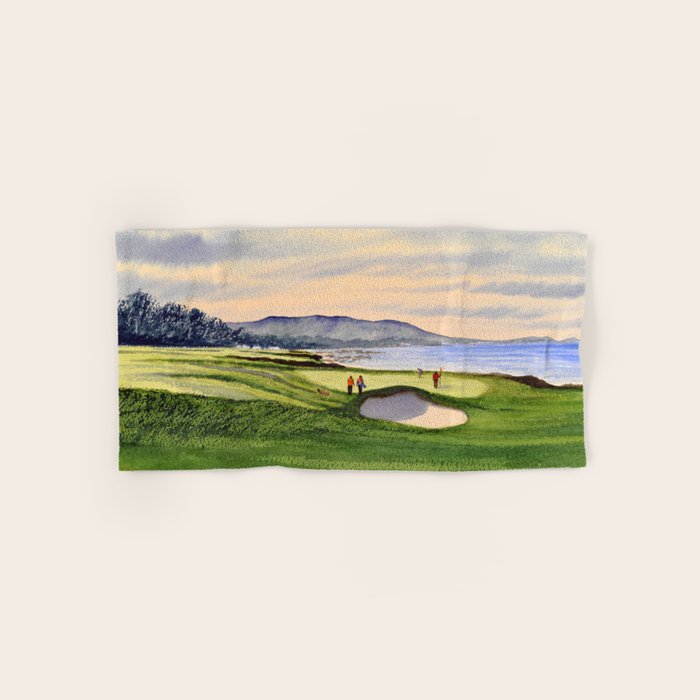 Pebble Beach Golf Course 9th Green Bath Towel Gallery Image 1