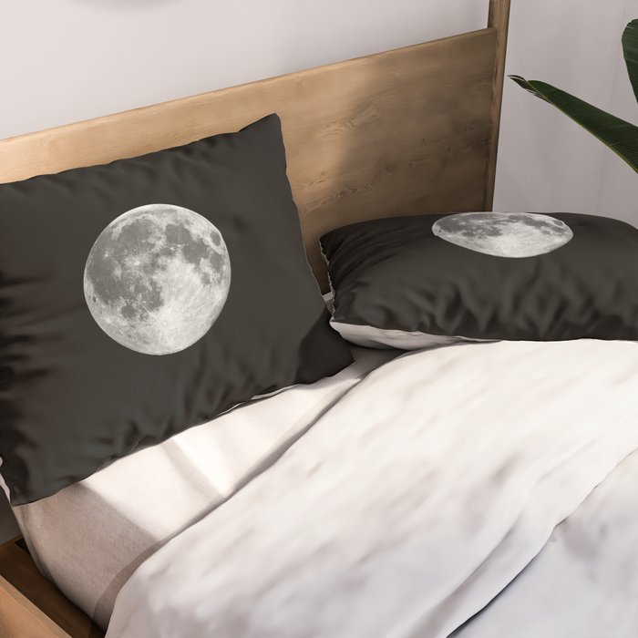 Full Moon print black-white photograph new lunar eclipse poster bedroom home wall decor Pillow Sham Gallery Image 2