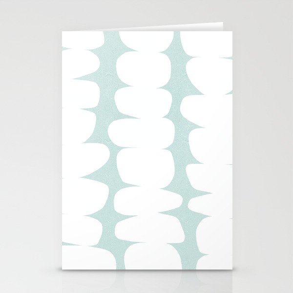 Serenity Abstract Pebbles White on Pastel Blue Sky Stationery Card Gallery Image 1