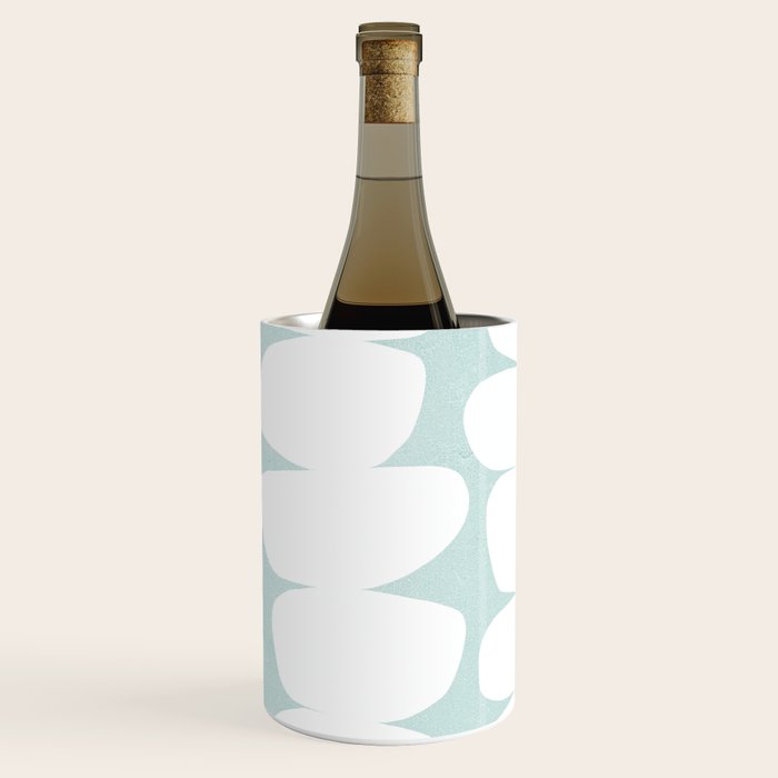 Serenity Abstract Pebbles White on Pastel Blue Sky Wine Chiller Gallery Image 2