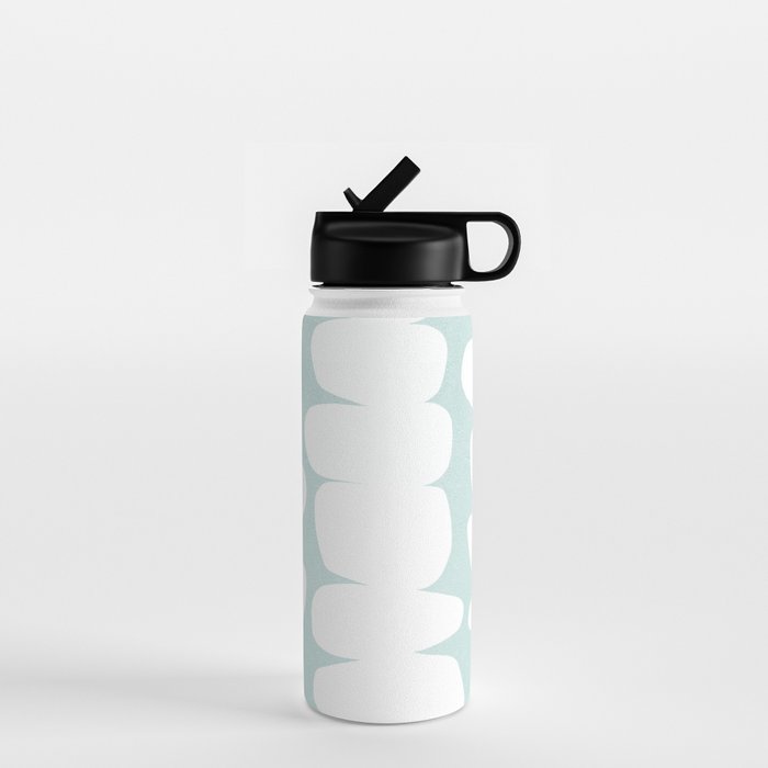 Serenity Abstract Pebbles White on Pastel Blue Sky Water Bottle Gallery Image 1