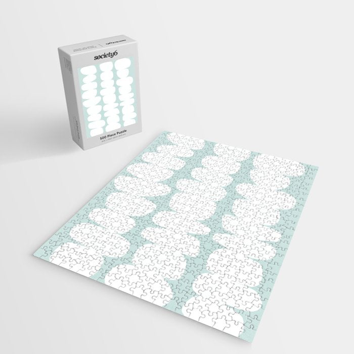 Serenity Abstract Pebbles White on Pastel Blue Sky Jigsaw Puzzle Gallery Image 2
