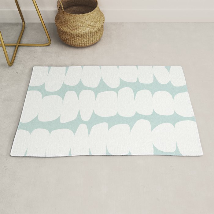 Serenity Abstract Pebbles White on Pastel Blue Sky Rug Gallery Image 1