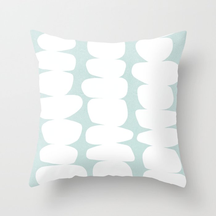 Serenity Abstract Pebbles White on Pastel Blue Sky Throw Pillow Gallery Image 6