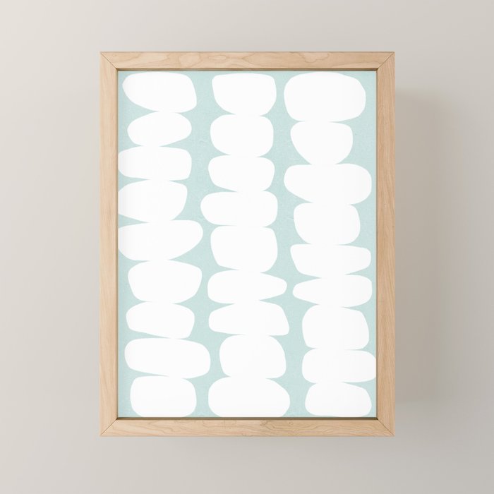 Serenity Abstract Pebbles White on Pastel Blue Sky Mini Art Print Gallery Image 1