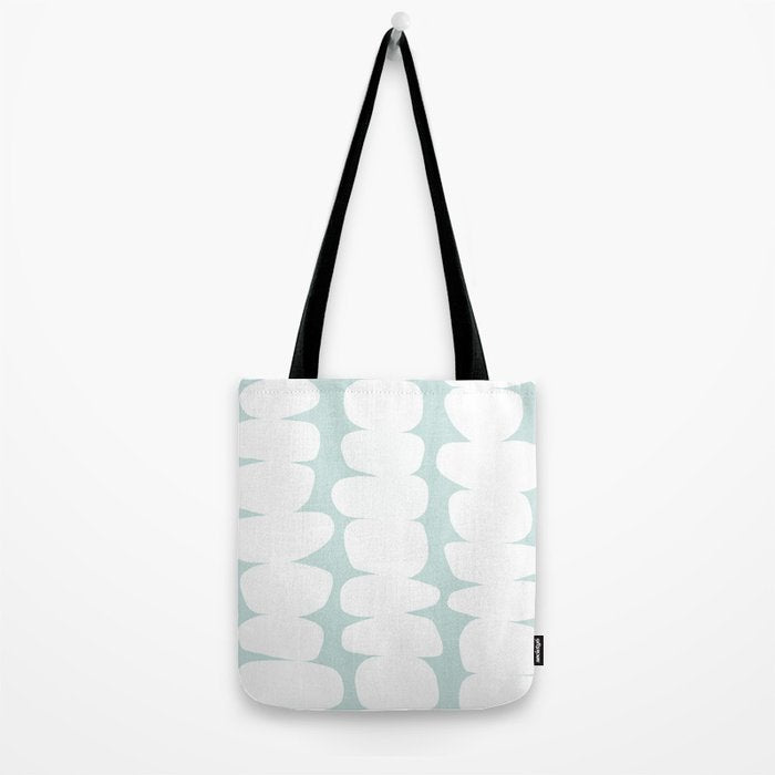 Serenity Abstract Pebbles White on Pastel Blue Sky Tote Bag Gallery Image 2