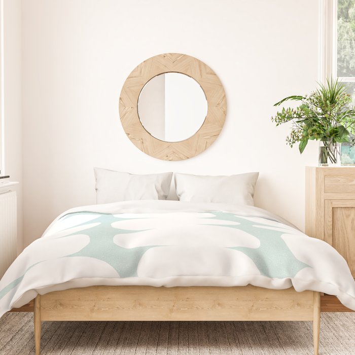 Serenity Abstract Pebbles White on Pastel Blue Sky Duvet Cover Gallery Image 3
