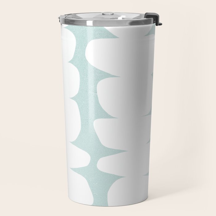 Serenity Abstract Pebbles White on Pastel Blue Sky Travel Mug Gallery Image 2